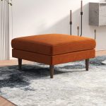 Amber  Square Upholstered Ottoman (Burnt Orange Velvet) - Image 4