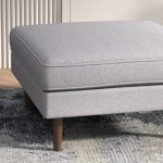 Amber  Square Upholstered Ottoman (Light Gray Linen) - Image 2