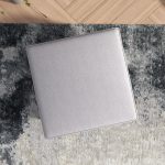 Amber  Square Upholstered Ottoman (Light Gray Linen) - Image 3