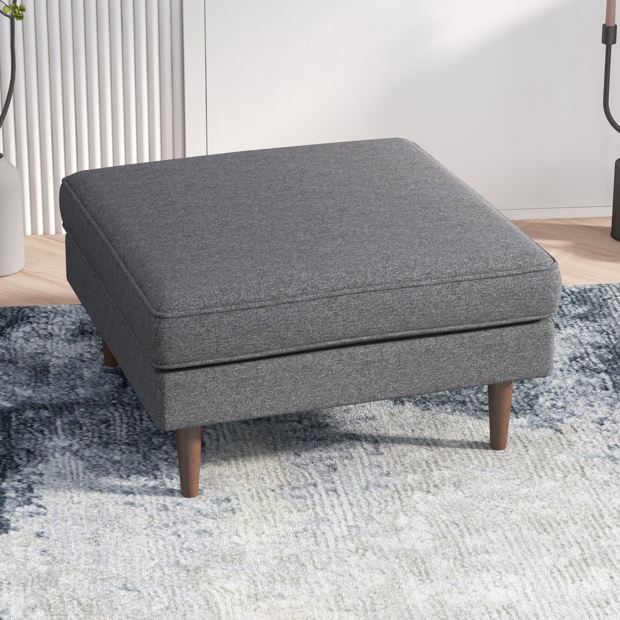 Amber Square Upholstered Ottoman (Seaside Grey) Amber Square Upholstered Ottoman (Seaside Grey)