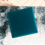 Amber  Square Upholstered Ottoman (Teal Velvet) - Image 4