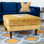 Amber  Square Upholstered Ottoman (Yellow Velvet) - Image 2