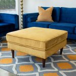 Amber  Square Upholstered Ottoman (Yellow Velvet) - Image 3