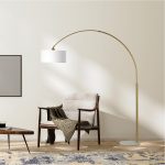 Ambient Arch Gold Brass Floor Lamp with Large Linen Shade - Image 2