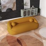 Andrew Mustard Yellow Boucle Sofa - Image 2