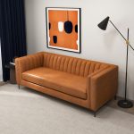 Angelina Cognac PU Leather Sofa 84" - Image 3