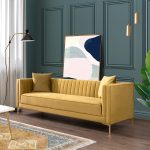 Angelina Sofa 91" (Yellow Mustard Velvet) - Image 2