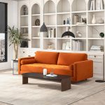 Anthony  Burnt Orange Pillow Back Velvet Sofa - Image 2
