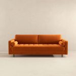 Anthony  Burnt Orange Pillow Back Velvet Sofa - Image 3
