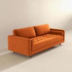 Anthony  Burnt Orange Pillow Back Velvet Sofa - Image 4