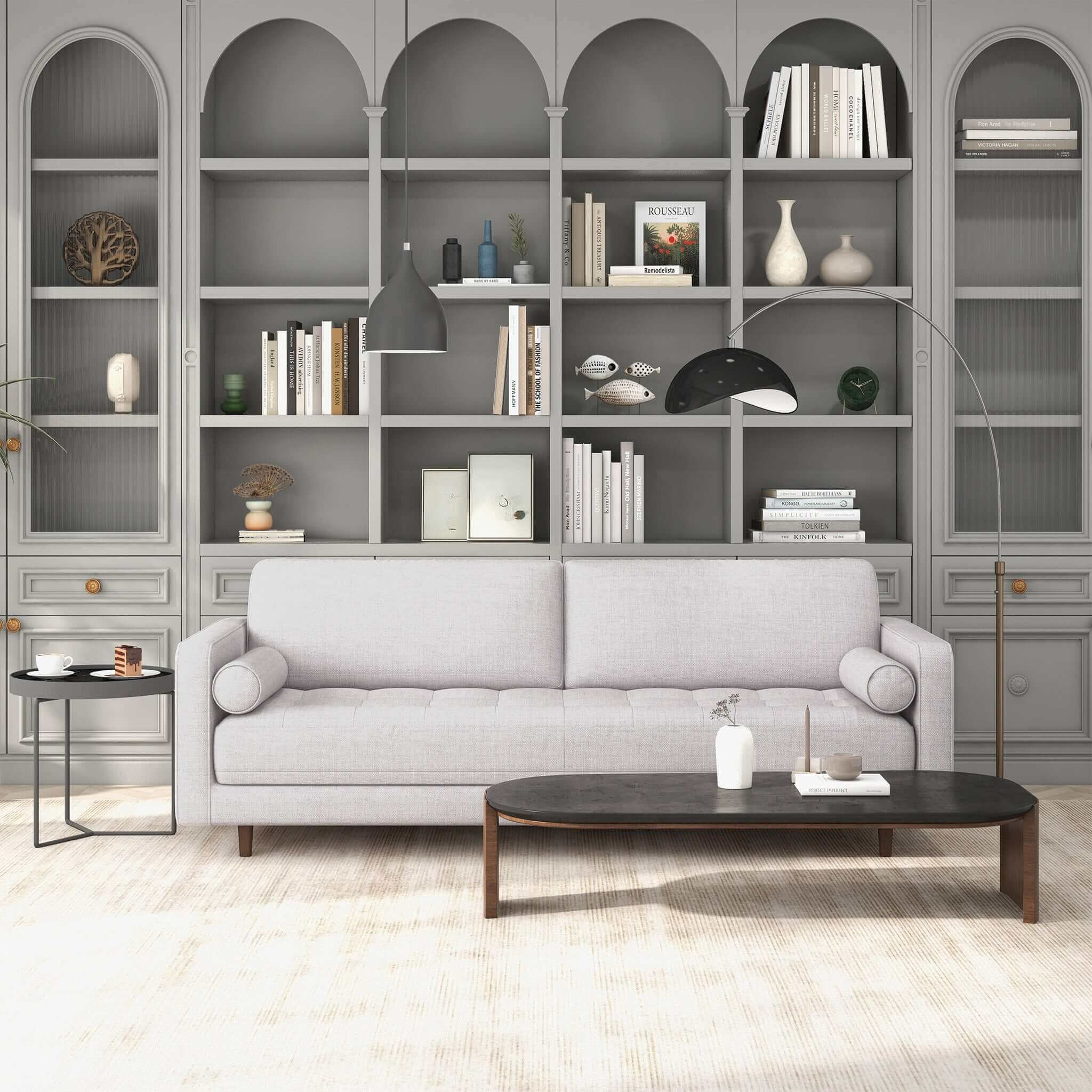 Anthony Light Grey Pillow Back Fabric Sofa Anthony Light Grey Pillow Back Fabric Sofa