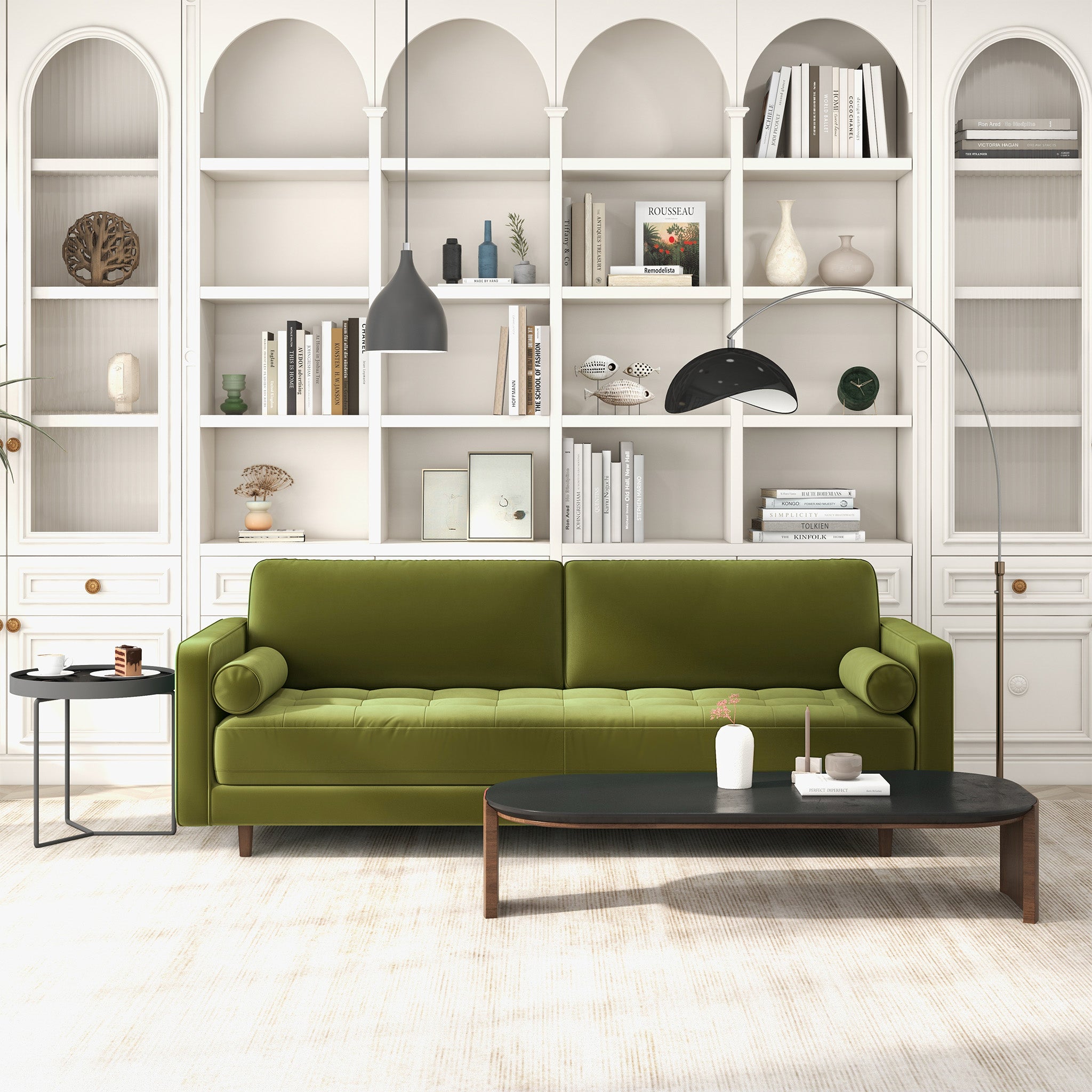 Anthony Pistachio Green Pillow Back Velvet Sofa Anthony Pistachio Green Pillow Back Velvet Sofa