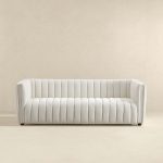 April Mid Century Modern Luxury Tight Back Beige Boucle Couch - Image 3
