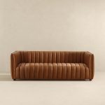 April Mid Century Modern Luxury Tight Back Tan Leather Couch - Image 5