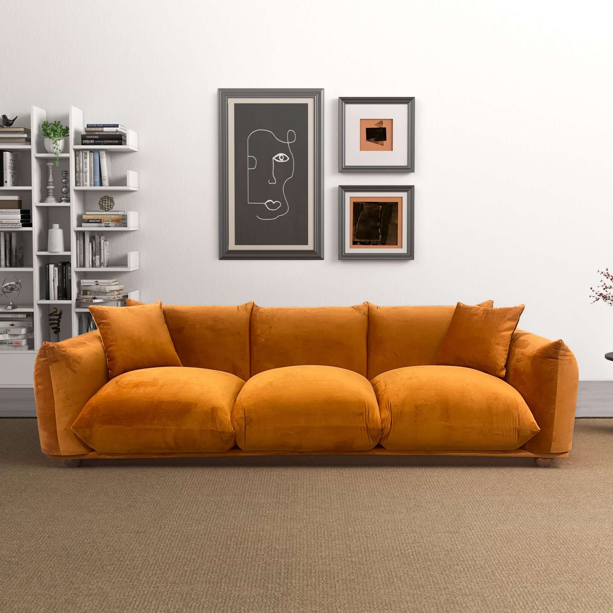 Arlo Burnt Orange Velvet Sofa Arlo Burnt Orange Velvet Sofa