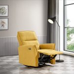 Asheville Dark Yellow Suede Recliner Chair - Image 3