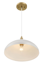 Astral Single Light White Pendant Lamp with Golder Brass Finish for Entrance Kitchen Island 14"D × 8"H - Image 4