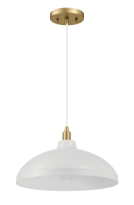 Astral Single Light White Pendant Lamp with Golder Brass Finish for Entrance Kitchen Island 14"D × 8"H - Image 5