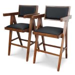 Athena Counter Chair In Black Vegan Leather - Image 2