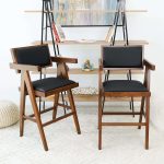 Athena Counter Chair In Black Vegan Leather - Image 4