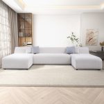 Audrey Cream Chenille U Shape Corner Sofa - Image 2