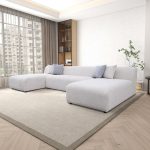 Audrey Cream Chenille U Shape Corner Sofa - Image 3