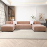 Audrey Peach Chenille U Shape Corner Sofa - Image 2