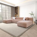 Audrey Peach Chenille U Shape Corner Sofa - Image 4