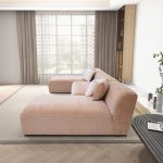 Audrey Peach Chenille U Shape Corner Sofa - Image 5