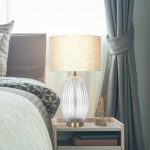 Aurora Ribbed Glass Lamp Base Clear Table Lamp Large Linen Shade - Image 2