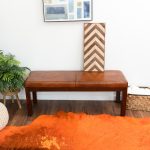 Austin Antique Tan Leather Bench with Lines - Image 5