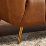 Ava Genuine Italian Tan Leather Channel Tufted Sofa - Image 4