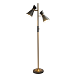 Axis Brassed Gold Floor Lamp with 4-Way Switch Double Spots with Metal Base - Image 2