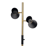 Axis Brassed Gold Floor Lamp with 4-Way Switch Double Spots with Metal Base - Image 3