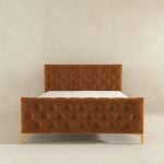 Bailey Cognac Velvet Queen Bed - Image 4