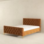 Bailey Cognac Velvet Queen Bed - Image 5