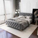 Bailey Dark Grey Velvet Queen Bed - Image 2