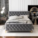 Bailey Dark Grey Velvet Queen Bed - Image 5