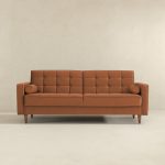 Benara Burnt Orange Velvet Sleeper Sofa - Image 2