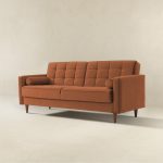 Benara Burnt Orange Velvet Sleeper Sofa - Image 3