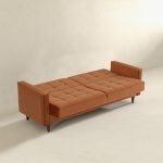 Benara Burnt Orange Velvet Sleeper Sofa - Image 4