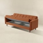 Benara Burnt Orange Velvet Sleeper Sofa - Image 5