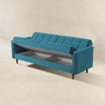 Benara Teal Velvet Sleeper Sofa - Image 4