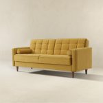 Benara Yellow Velvet Sleeper Sofa - Image 3