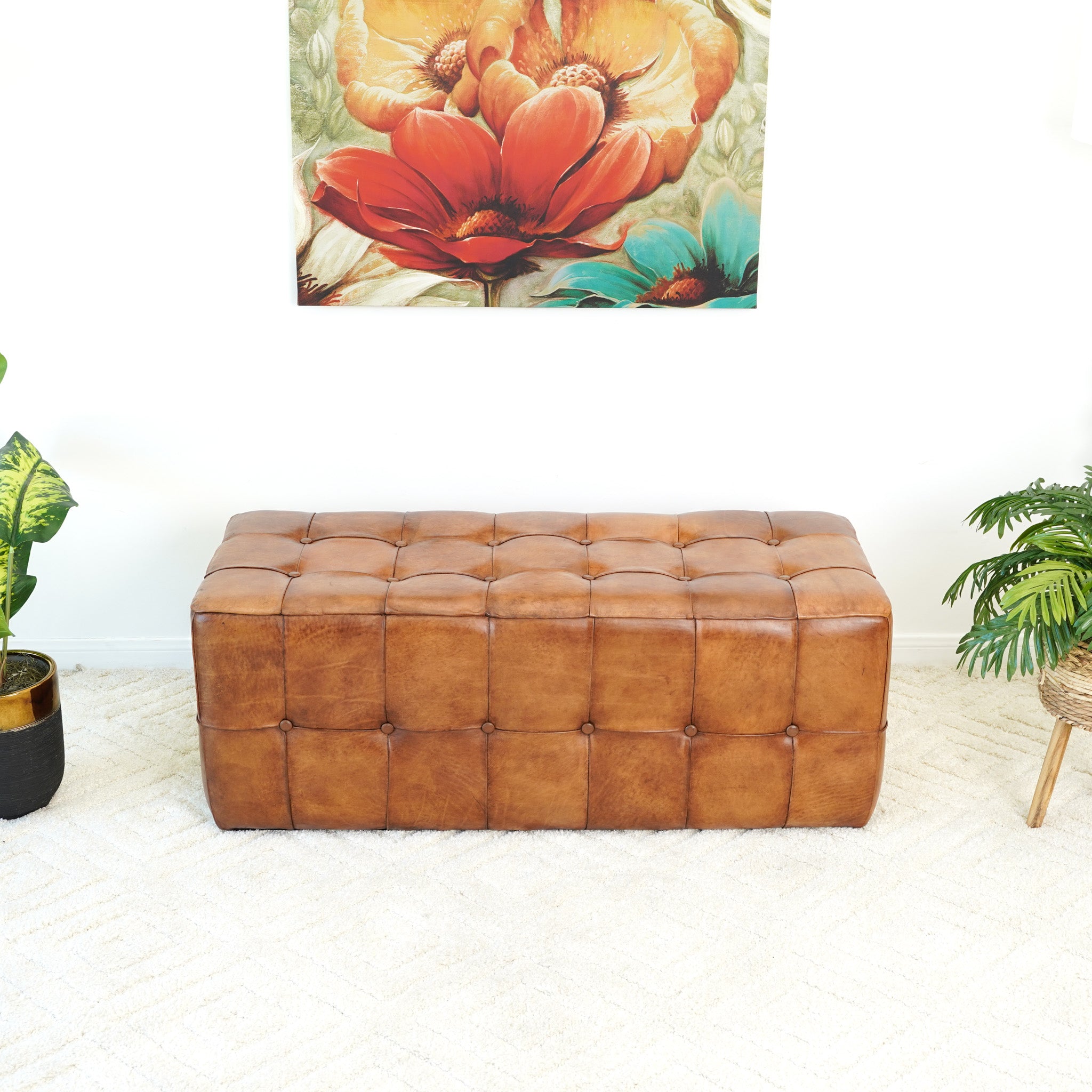 Benjiro Tan Leather Bench Benjiro Tan Leather Bench