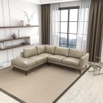 Benson Beige Leather Sectional Sofa Left Facing Chaise - Image 2