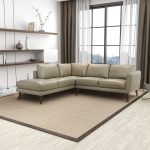 Benson Beige Leather Sectional Sofa Left Facing Chaise - Image 4