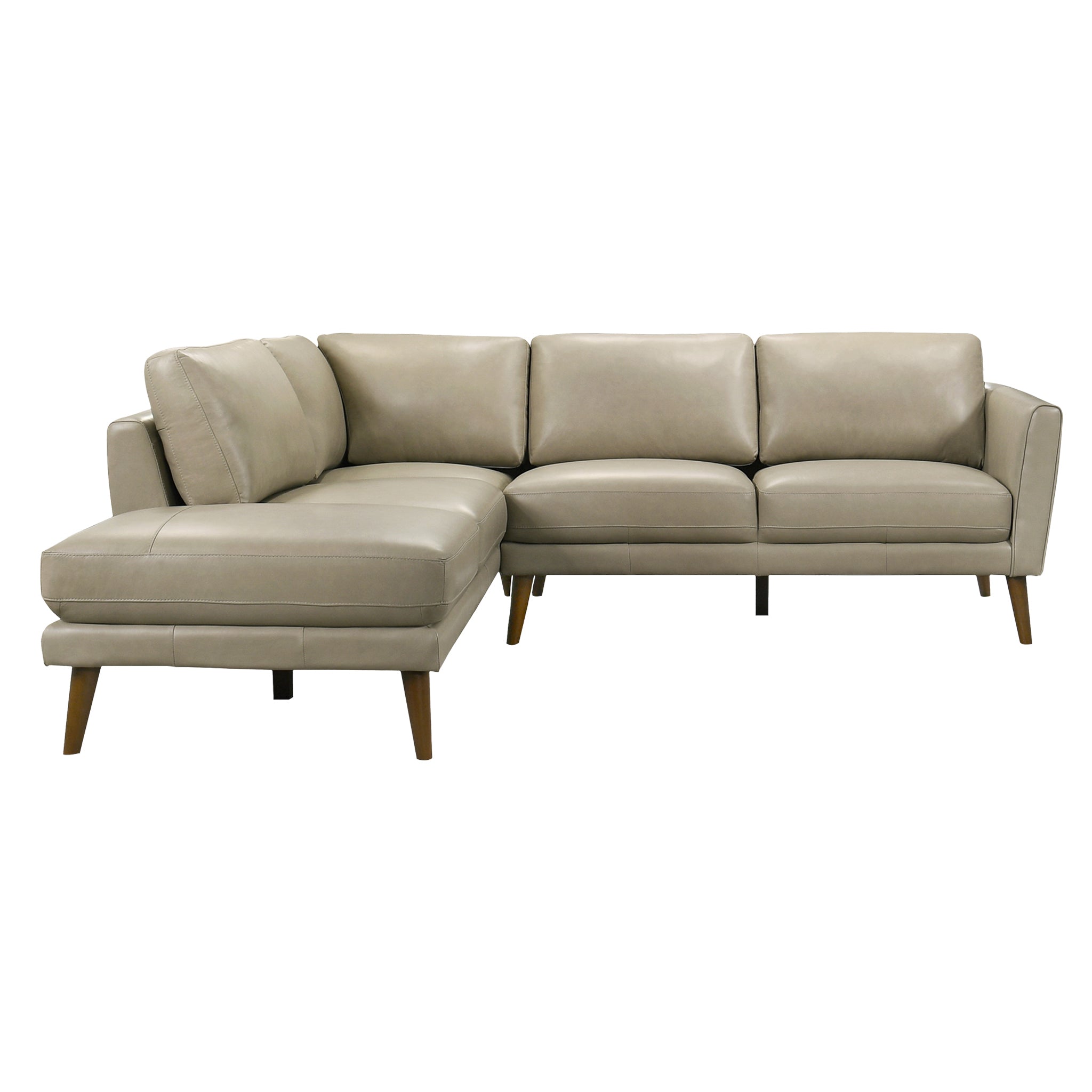 Benson Beige Leather Sectional Sofa Left Facing Chaise Benson Beige Leather Sectional Sofa Left Facing Chaise