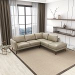 Benson Beige Leather Sectional Sofa Right Facing Chaise - Image 2