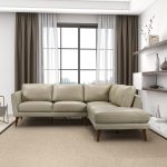 Benson Beige Leather Sectional Sofa Right Facing Chaise - Image 3